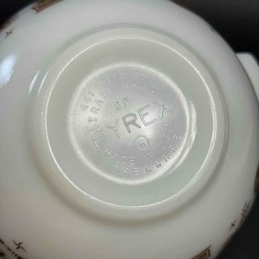 Vintage Pyrex 441 Early Americana Cinderella Bowl 1.5 Pint Brown White USA